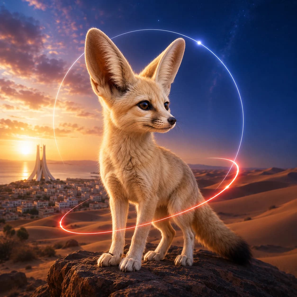 El fennec es originario del desierto del Sáhara de Argelia. Pequeño. Rápido. Hecho para sobrevivir a un terreno que detendría a casi cualquier otro.