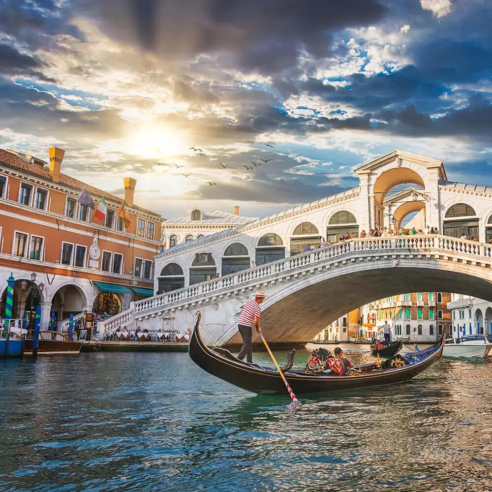 Italian university city at dusk