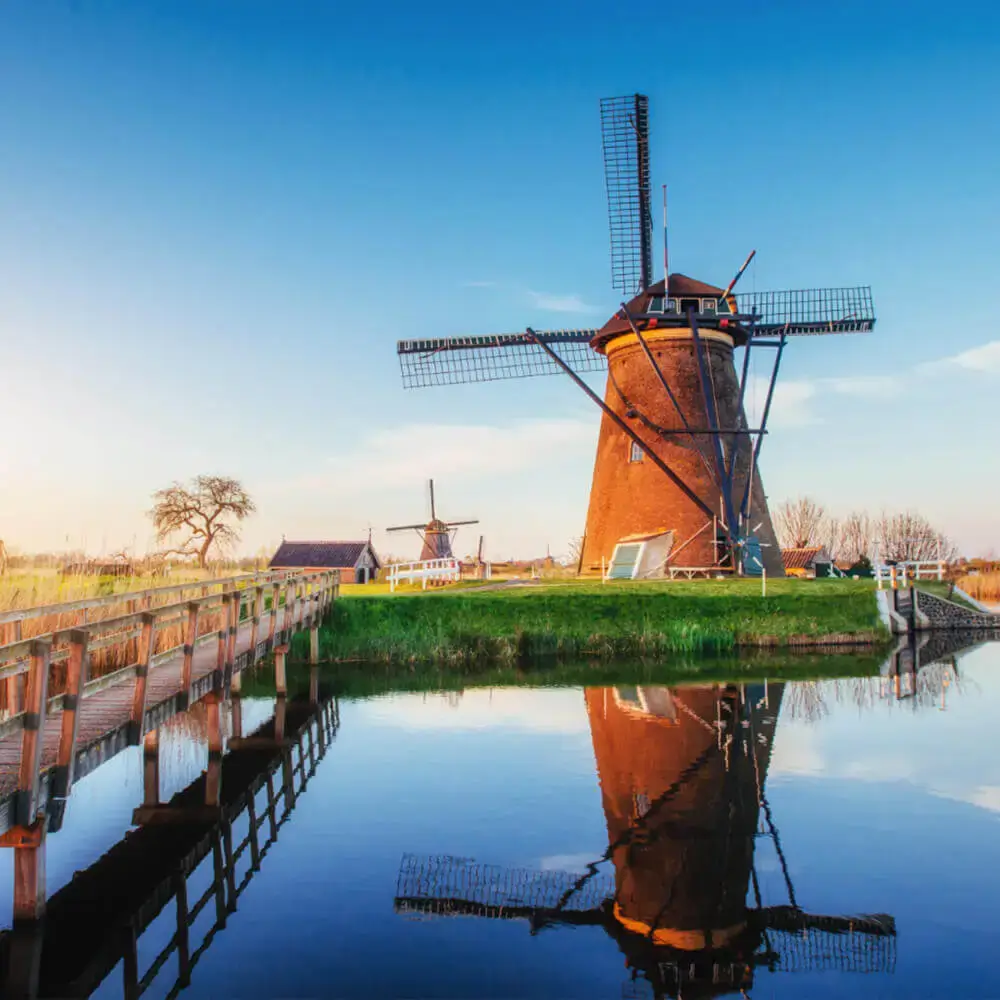 Dutch university campus beside a canal